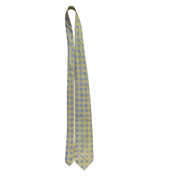 Jos. A. Bank Mens Yellow & Blue Silk Tie Signature Collection Geometric Pattern