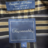 Faconnable Mens Navy & Beige Plaid Button-Up Shirt Casual Fit Size XL