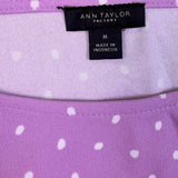 Ann Taylor Factory Womens Lavender White Polka Dot Short Sleeve Dress Size M