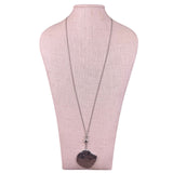 Chicos Womens Silver Tone Adjustable Necklace With Hammered Pendant
