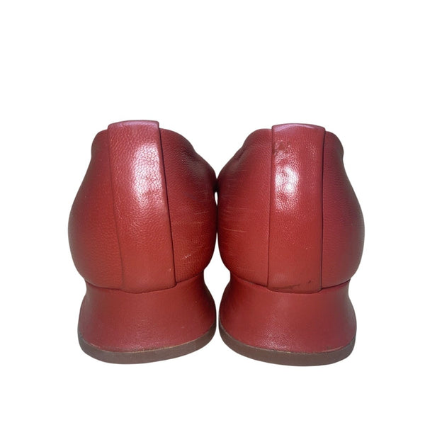 Fausto Santini Women’s Red Leather Round Toe Low Heel Shoes Size 38