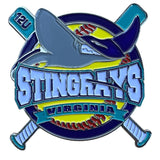 Stingrays Virginia 12U Softball Trading Pin With Shark & Crossed Bats Design