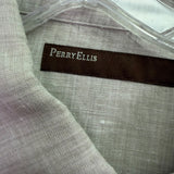 Perry Ellis Mens Tan Linen Short Sleeve Button-Up Shirt Lightweight Casual Sz XL