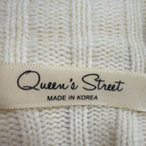 Queens Street Womens Cream Ribbed Knit Long Sleeve Midi Sweater Dress Size OS