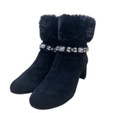 Adrienne Vittadini Women’s Black Faux Fur Embellished Ankle Boots Size 7.5M