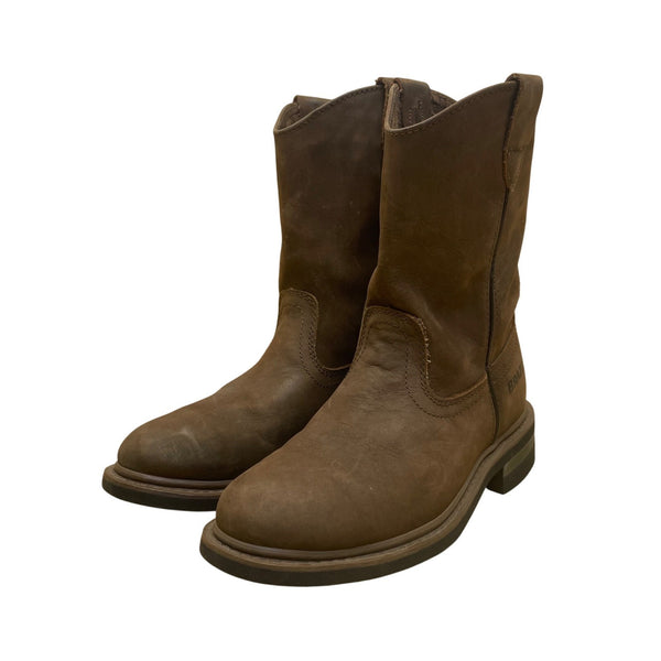 Brazos Mens Brown Leather Pull-On Slip-Resistant Sole Western Boots Size 7M