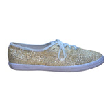 Keds Women’s Gold Glitter & White Lace-Up Casual Flat Sneakers Size 8