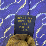 Robert Talbott Studio Mens Purple & Gold Silk Necktie Hand-Sewn Waves Pattern