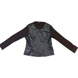 George Ladies Black Faux Leather & Knit Jacket With Zip Front Size L