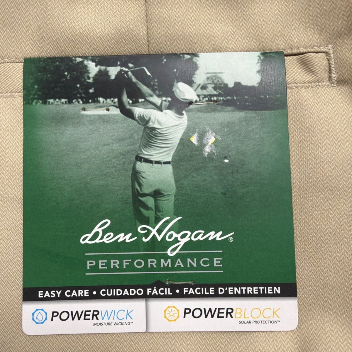 Ben Hogan Mens Beige  Performance Golf Shorts Easy Care & PowerWick Size 36