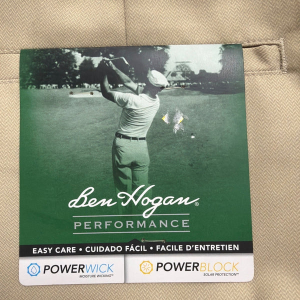 Ben Hogan Mens Beige  Performance Golf Shorts Easy Care & PowerWick Size 36