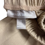 Woman Within Womens Tan Straight-Leg Pants With Elastic Waist & Pockets Size 12