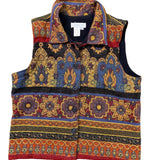 Coldwater Creek Womens Multicolor Button-Up Patterned Vest Size M