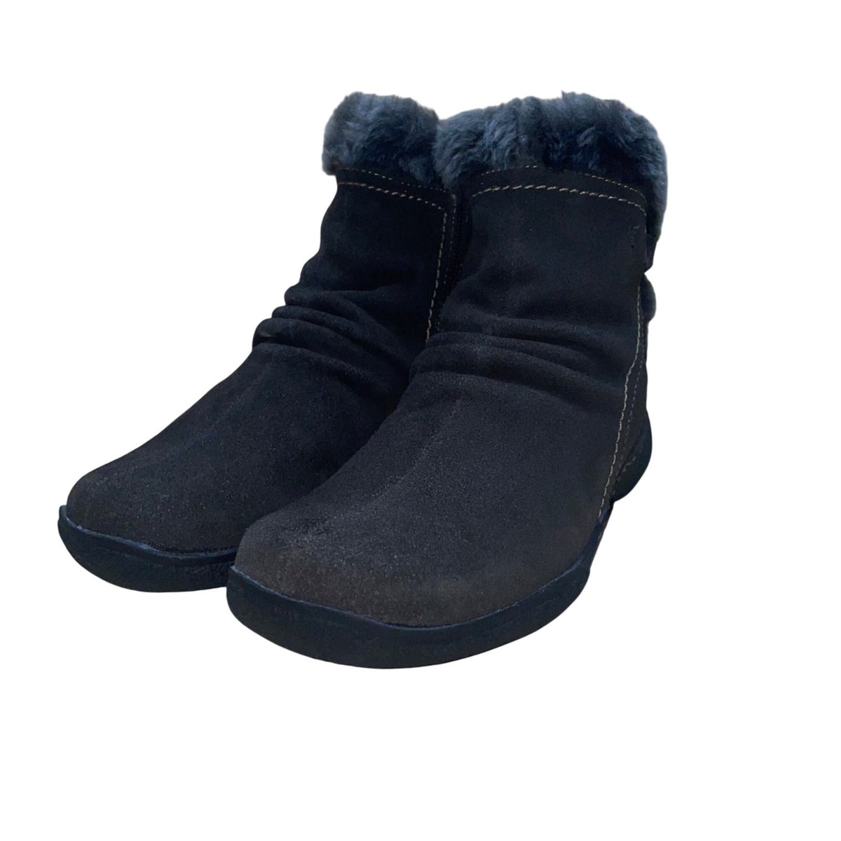 Bass Women’s Brown Suede Faux Fur Lined Zippered Closure Ankle Boots Size 7M