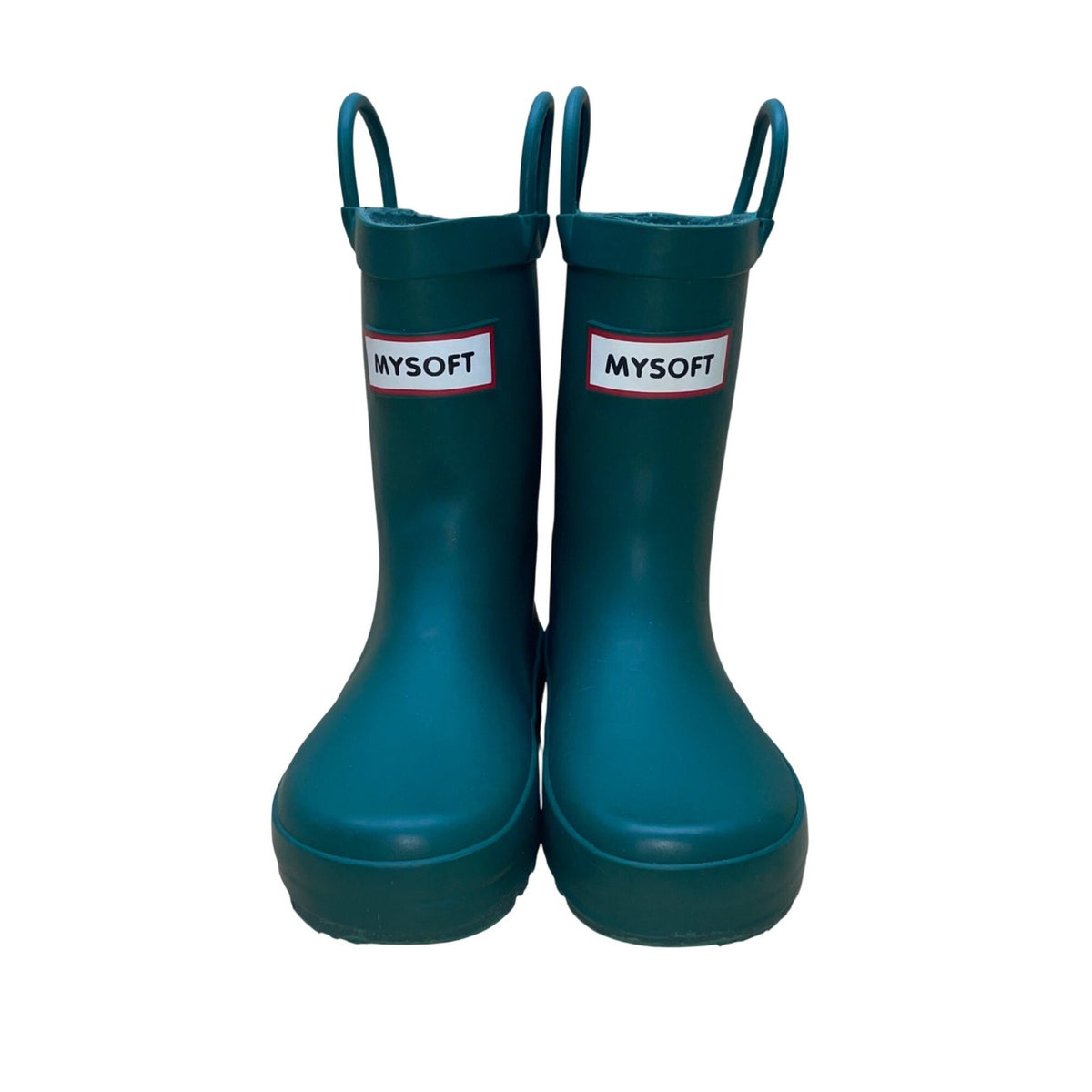 Mysoft Kids Teal Rubber With Handles Waterproof Rain Boots Size 9 