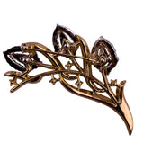  Trifari Women Gold Tone Floral Design Brooch Alfred Philippe 1953 Purple