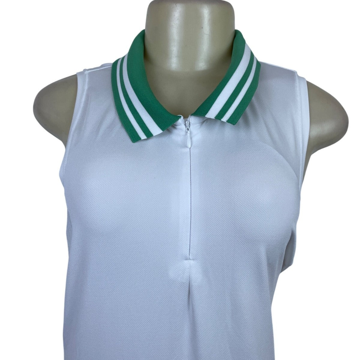 Addison Bay White Tennis Dress Sleeveless Pleated Skirt & Green Collar Sz XXL