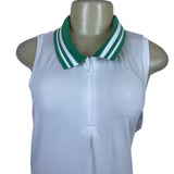 Addison Bay White Tennis Dress Sleeveless Pleated Skirt & Green Collar Sz XXL