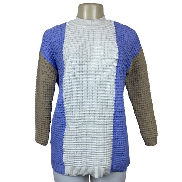 ANN TAYLOR  Women's Geostitch Colorblock Textured Mock Neck Sweater Sz SP-NWT