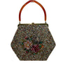 Soure Bag Women’s Multicolor Beaded Floral Resin Handle Hexagon Design Handbag