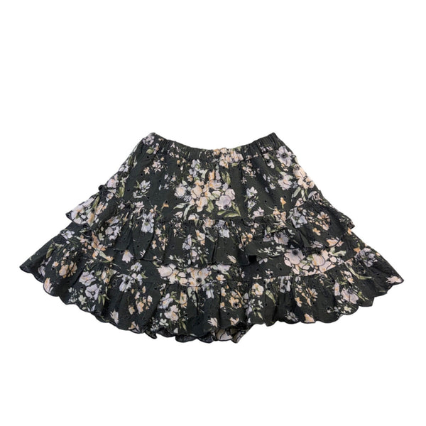 American Eagle Womens Black Floral Cotton & Linen Tiered Mini Skirt Size S