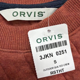 Orvis Womens Rust Quilted Crew Neck Pullover Sweatshirt W/ Button Detail Sz S
