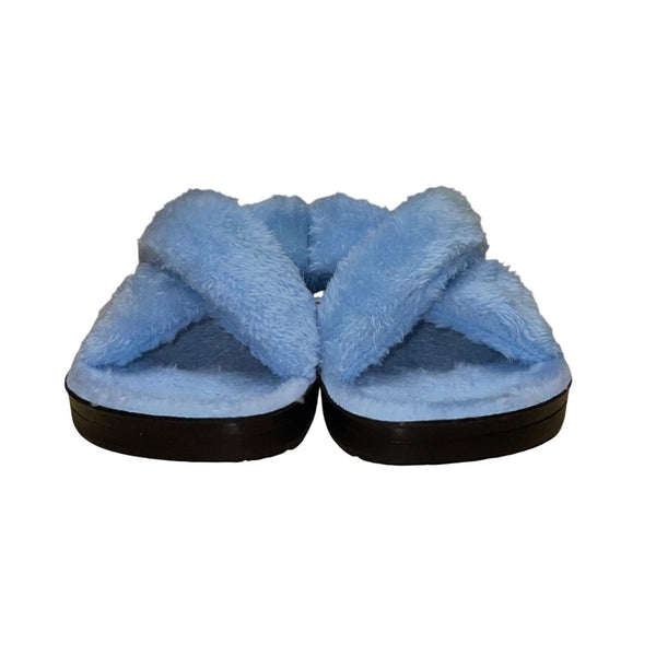 Aerothotic Women’s Blue Fluffy Orthotic Slip-On Slide Sandals Size 10US