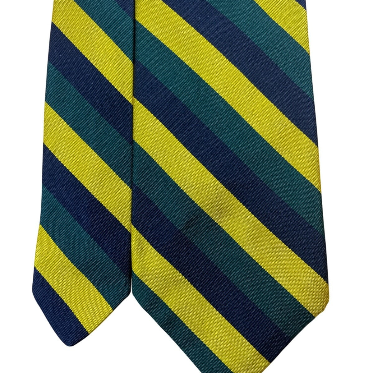 Vintage Brooks Brothers Yellow & Green Striped Silk Tie Woven In England