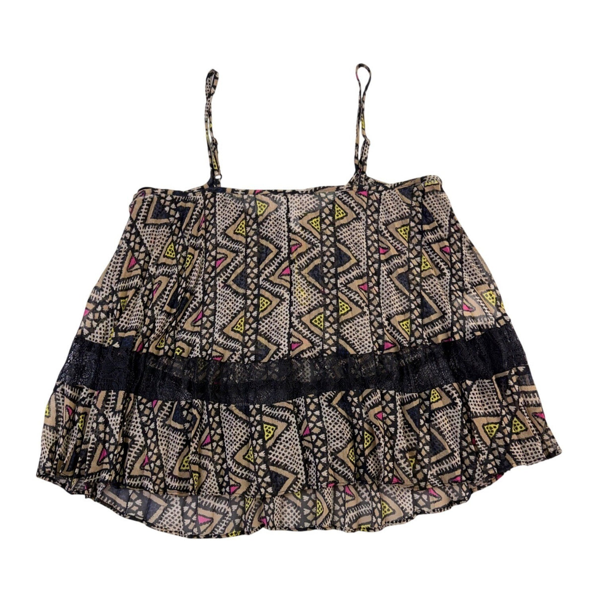 BCBG Generation Womens Beige Multi-Color Camisole With Lace Trim Size XXS