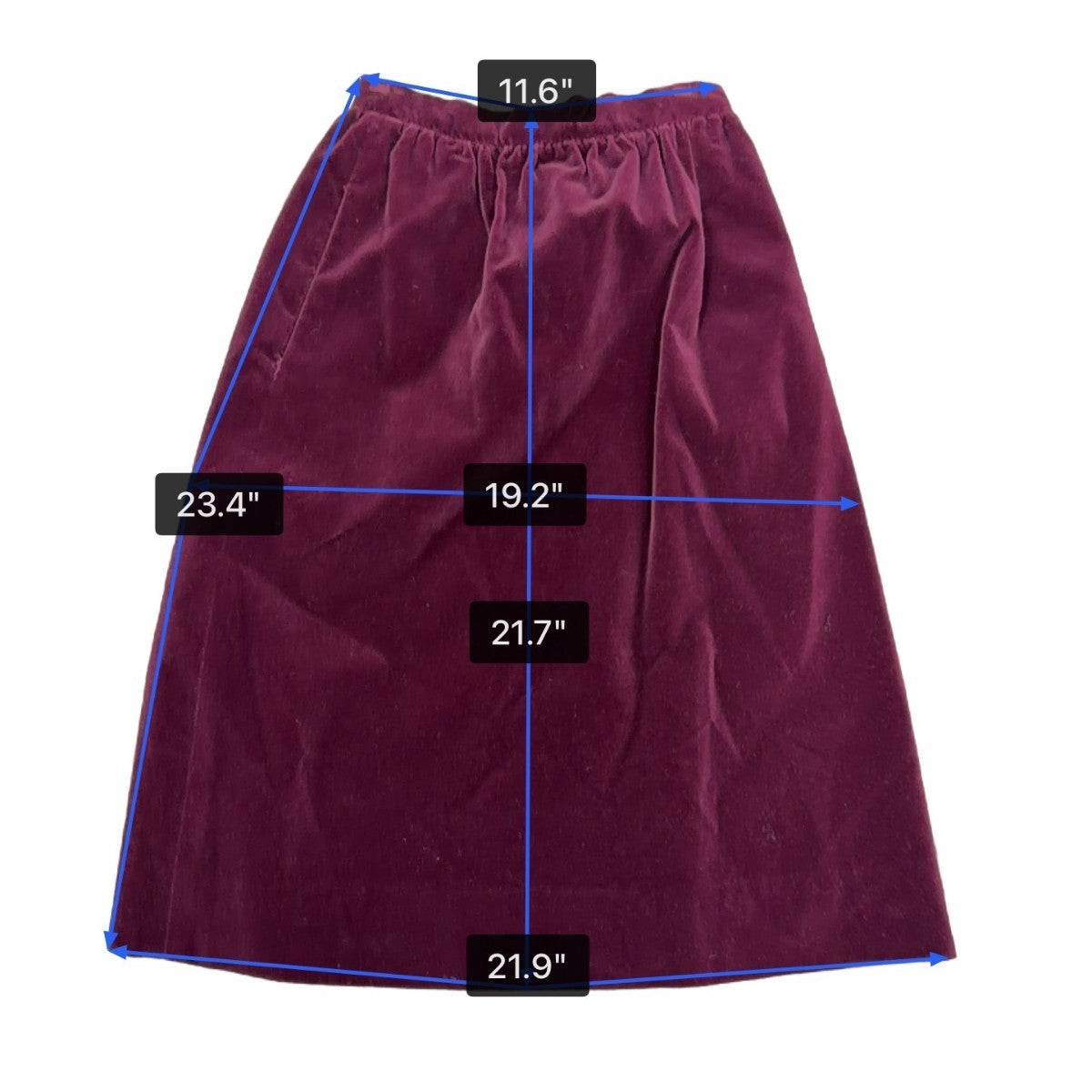 Evan-Picone Women’s Burgundy Velvet Midi Skirt Classic Soft Fabric Size 6