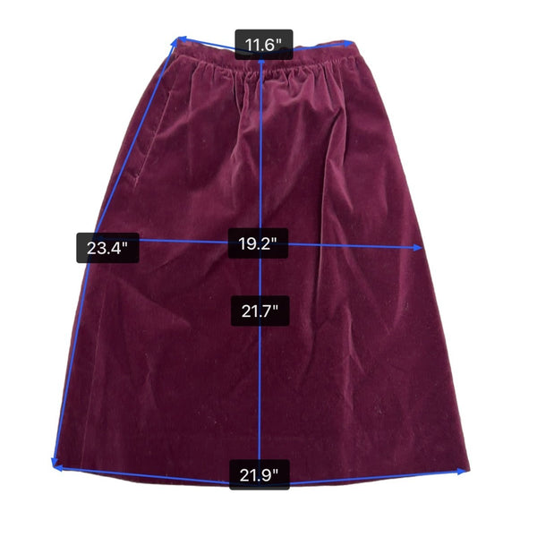 Evan-Picone Women’s Burgundy Velvet Midi Skirt Classic Soft Fabric Size 6