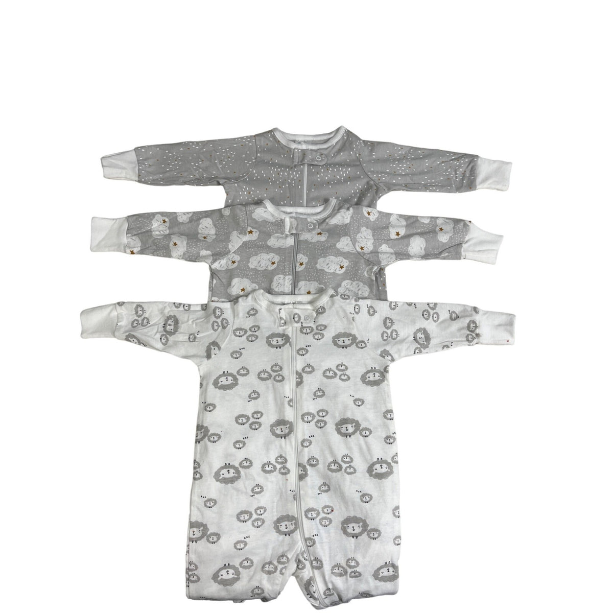 Gerber Toddler Baby Gray and White Jumpsuit 3 Piece Set Sz 0M