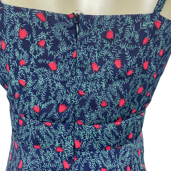 Floral Spaghetti Strap Dress With V-Neck & Fit-And-Flare Design For Women Sz L
