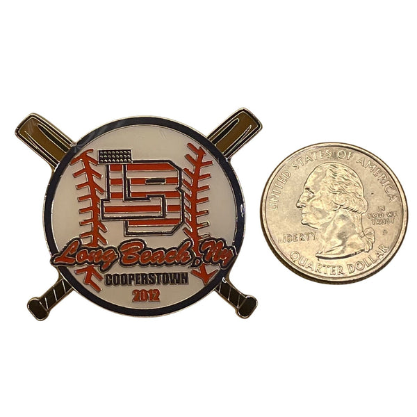 Long Beach NY Cooperstown 2012 Baseball Pin With Crossed Bats Design