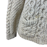 Vintage Andion Women's Cream Wool Knit Sweater Cardigan Open Front Pockets