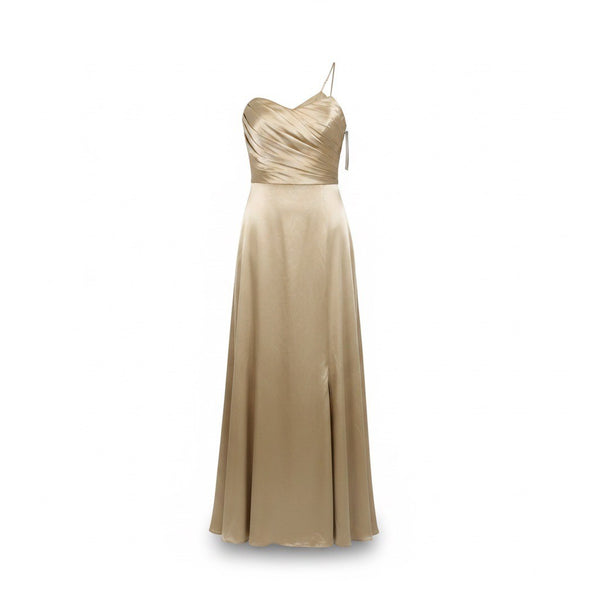 Galina Signature Womens Gold One-Shoulder Formal Gown Elegant Design Size 10 
