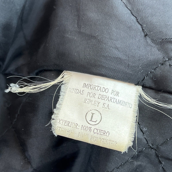 Oil Company Mens Black Leather Jacket With Front Zip & Side Pockets Size L