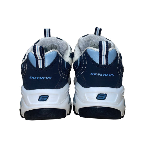 Skechers Women’s Navy & White Leather Rhinestone D’Lites Sneakers Size 7