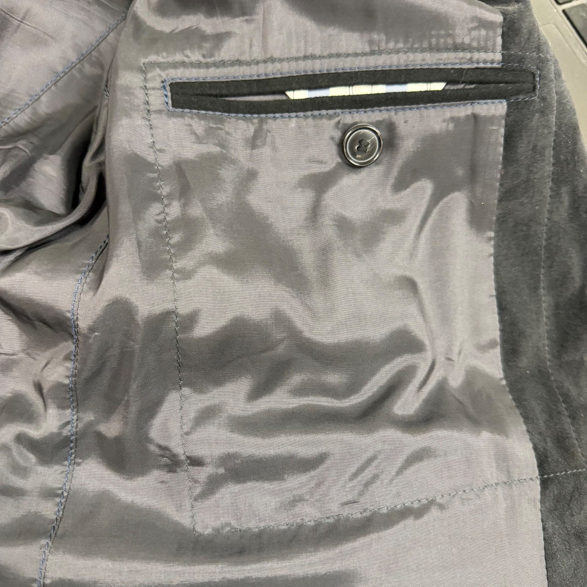 Boss Mens Black Cotton Blazer Jacket Two-Button Style W/ Lining Detail Size 40R