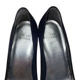 Stuart Weitzman Women’s Black Satin With Pleated Bow Peep Toe Heels Size 7M