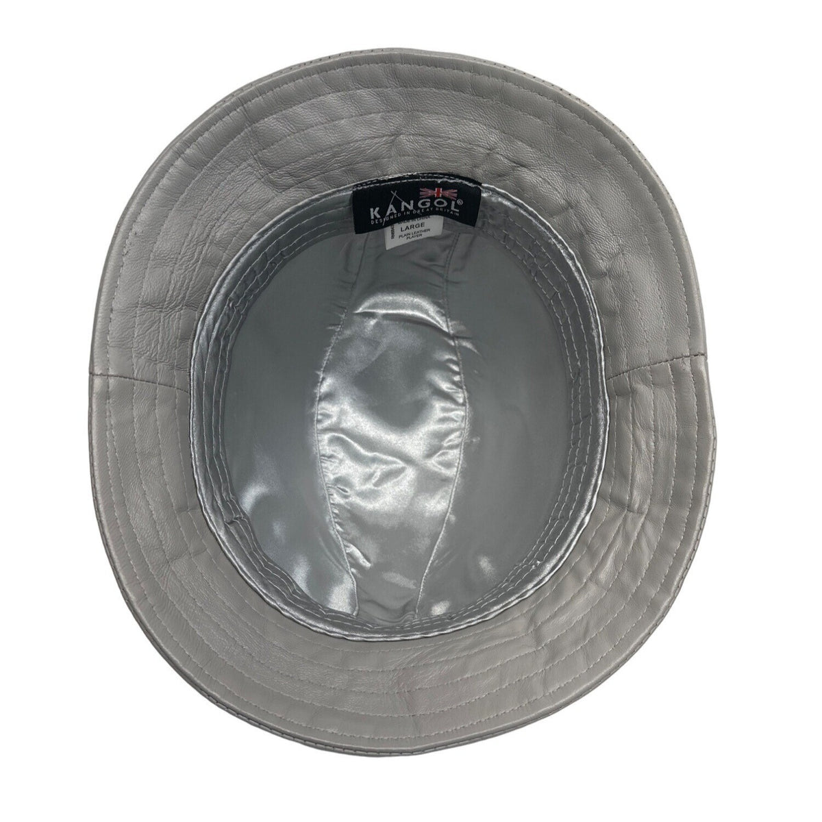Vintage Kangol Unisex Gray Leather Fedora Hat Sz L -  17in Head Cirunmference