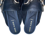 Anne Klein Women’s Black Faux Leather Chain Accent Brenna Slip-On Mules Size 9.5