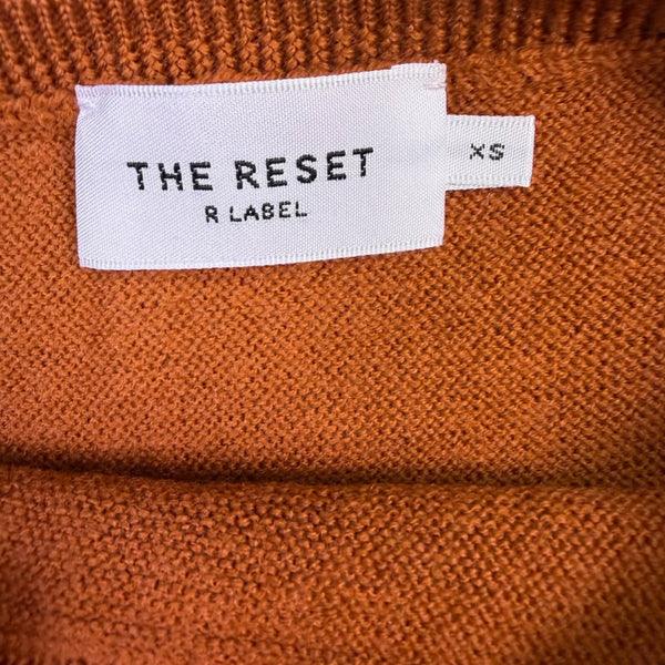 The Reset Womens Rust Wool Knit Short Sleeve Sweater Stylish Size XS
