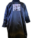 La Coleccion Judith Roberts Black Velvet & Lace Sequined Embroidered Long Coat