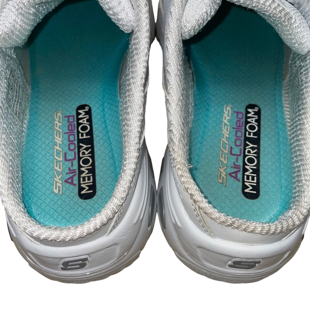 Skechers Women’s White DLites Air-Cooled Memory Foam Slip On Mules Size 10