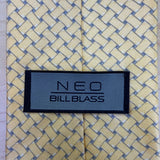 Neo By Bill Blass Mens Yellow 100% Silk Patterned Woven Tie Formalwear
