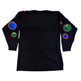 Cedars Womens Black Wool Sweater Sequin Embellished Circles Size L