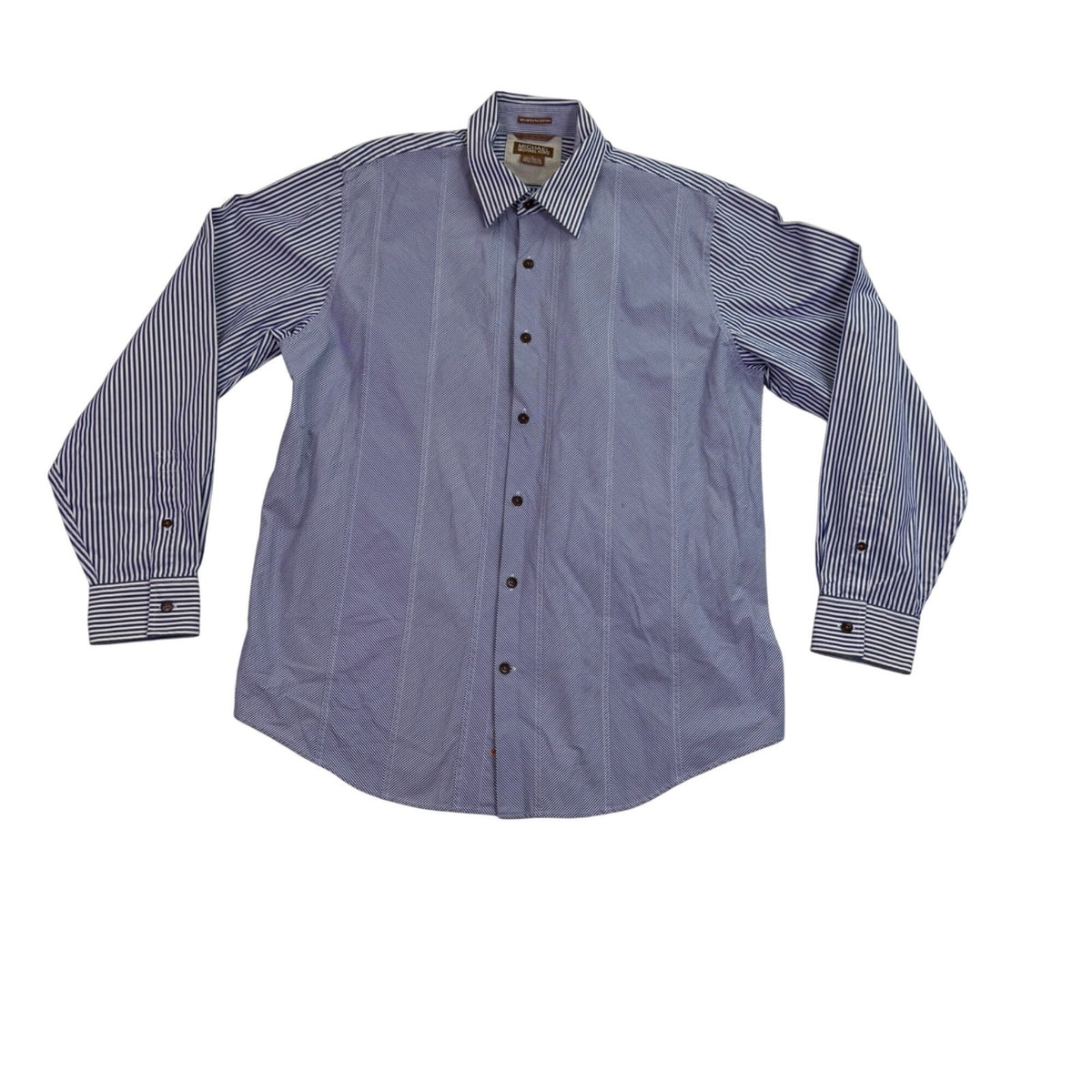 Michael Kors Mens Blue Striped Long Sleeve Button-Up Shirt Size L