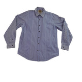 Michael Kors Mens Blue Striped Long Sleeve Button-Up Shirt Size L