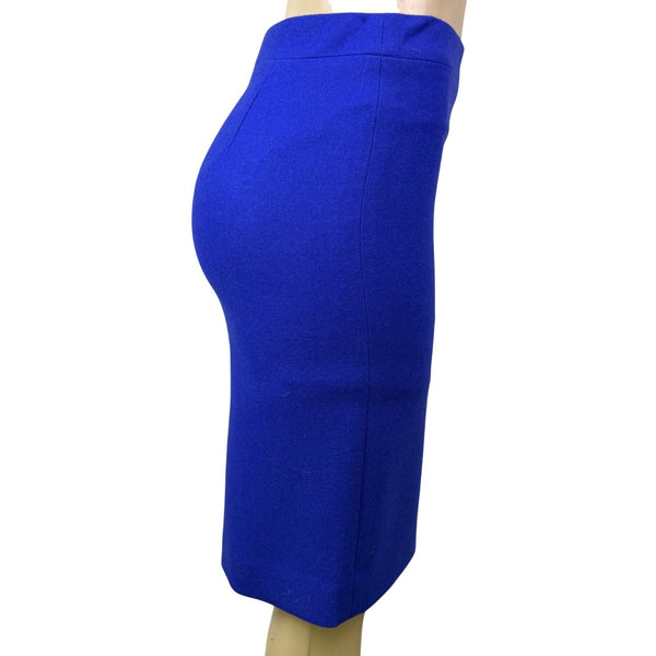 J. Crew Womens Blue Wool Pencil Skirt Fully Lined Slim Fit Business Casual Sz 2